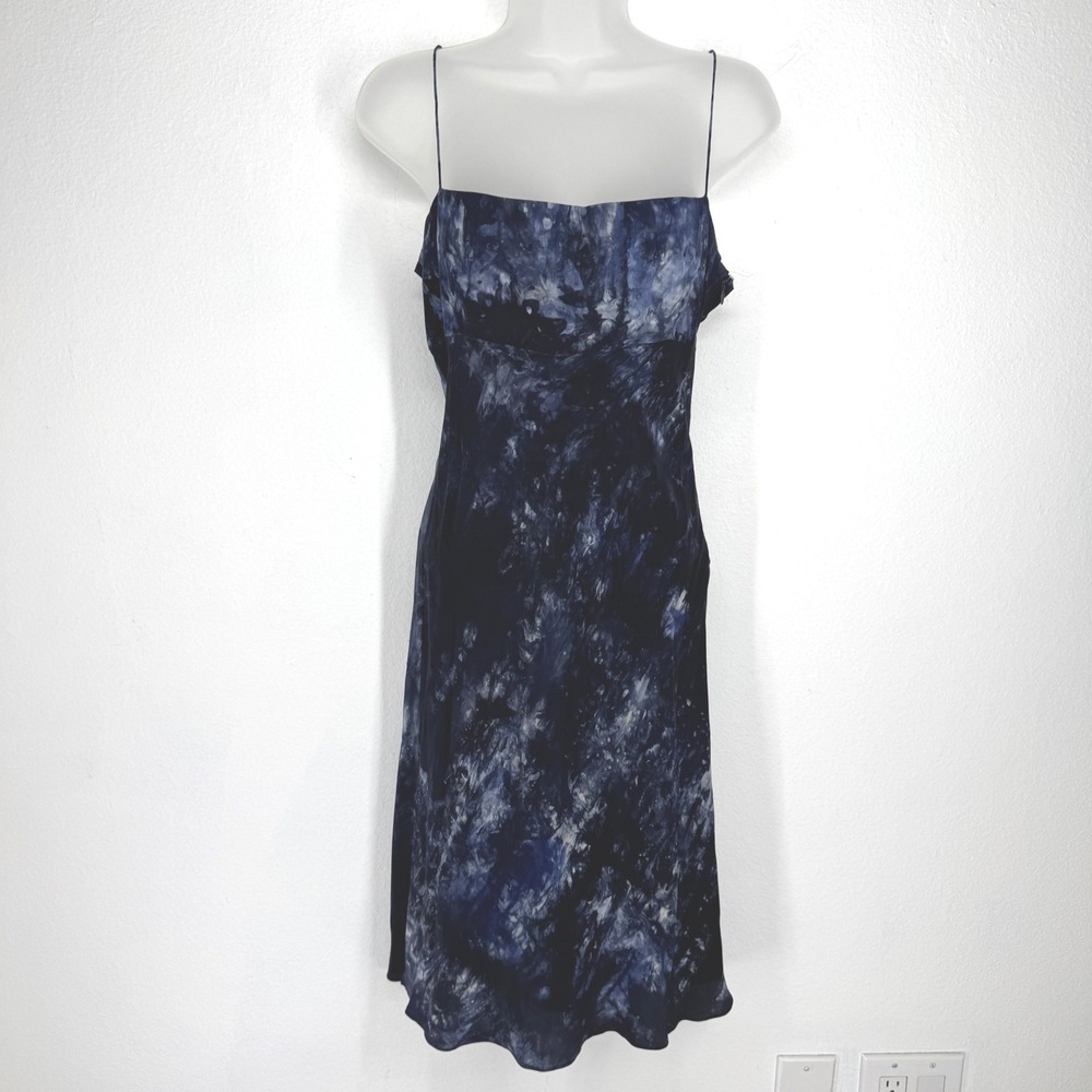 Bloomingdales x Tahari 90s Babydoll Tie Dye 100% Silk Slip Dress Midi Size 6 Y2K